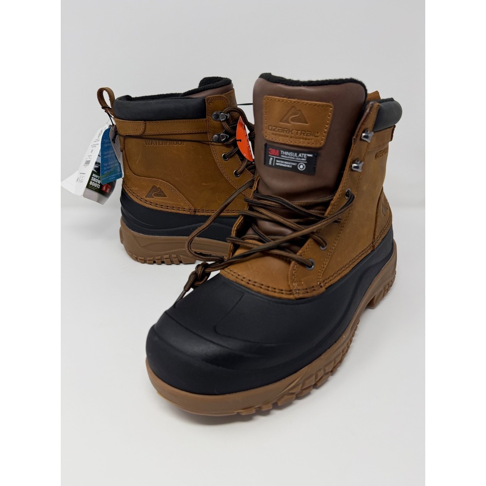 Ozark Trail Snow Boots 10 Brown Waterproof Insulated Leather NWT Classic Men's